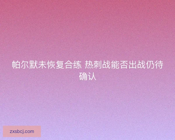 帕尔默未恢复合练 热刺战能否出战仍待确认